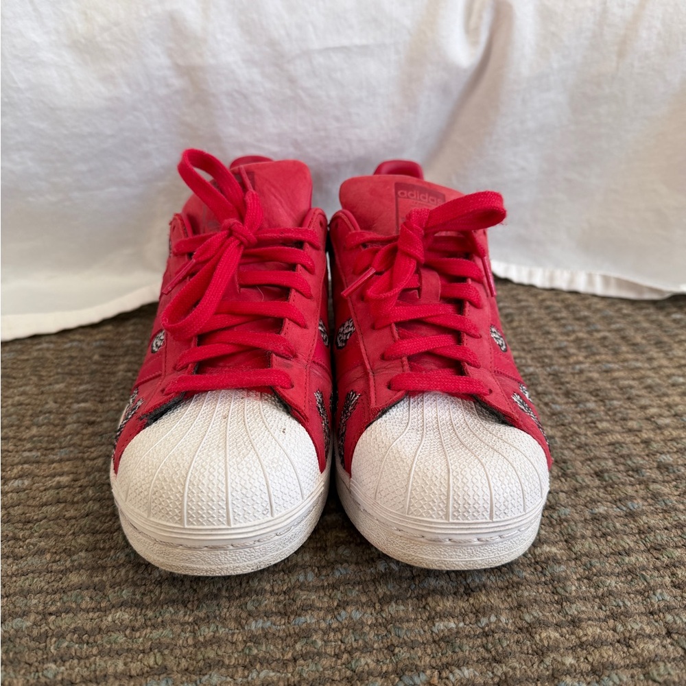 Adidas x The Farm Company Red Superstar Sneakers with Pineapple Design - Picture 3 of 10